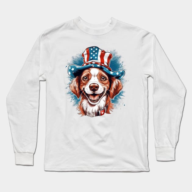 4th of July Dog #6 Long Sleeve T-Shirt by Chromatic Fusion Studio